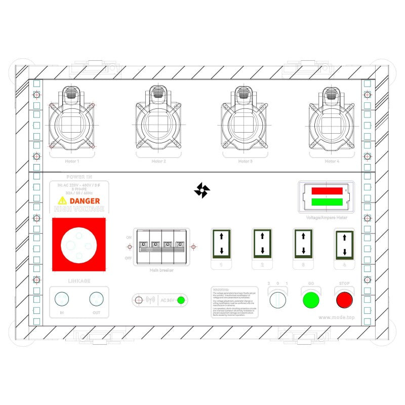 MODE Control Motores 4 Canales - Gestión avanzada con flightcase