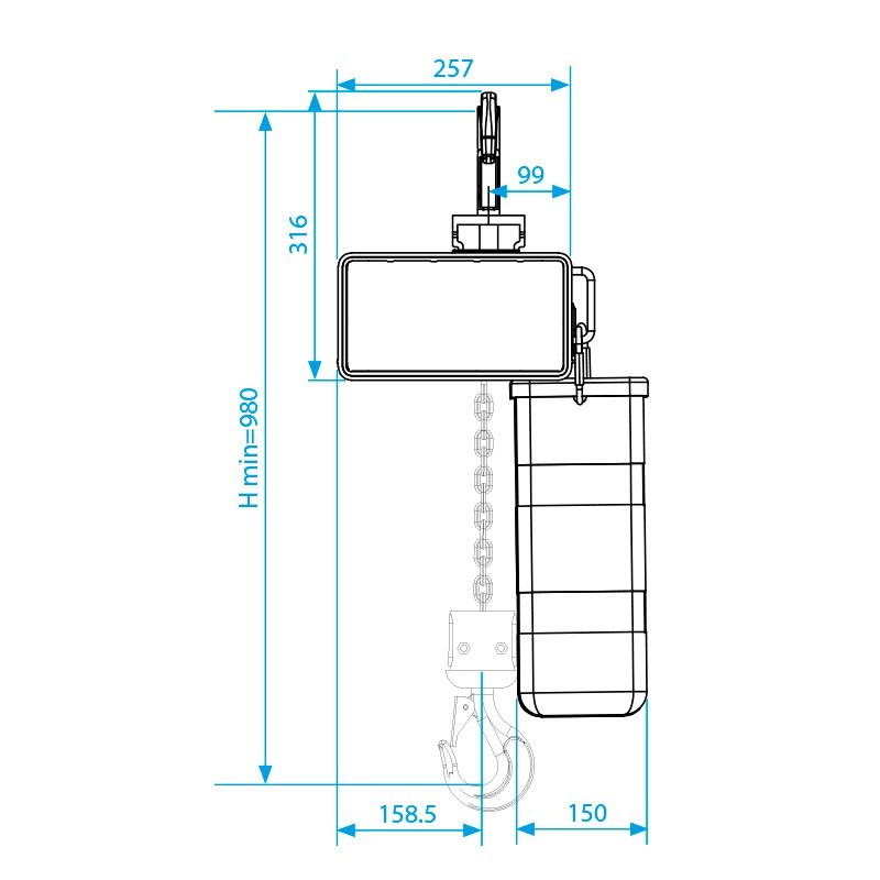 MODE 611 D8+ - Motor de cadena 1000 kg con 5m
