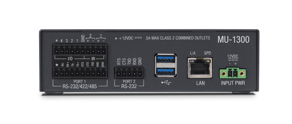 AMX MU-1300 - Controlador de Automatización MUSE - Procesador de Control AV Multi-Lenguaje con 2 Puertos Serie, 2 IR y 4 E/S