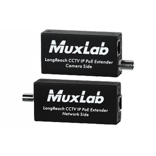 MuxLab 500115 - Kit Extensor CCTV IP PoE LongReach sobre Coaxial (Hasta 600m - 1000m) - Tempo Shop