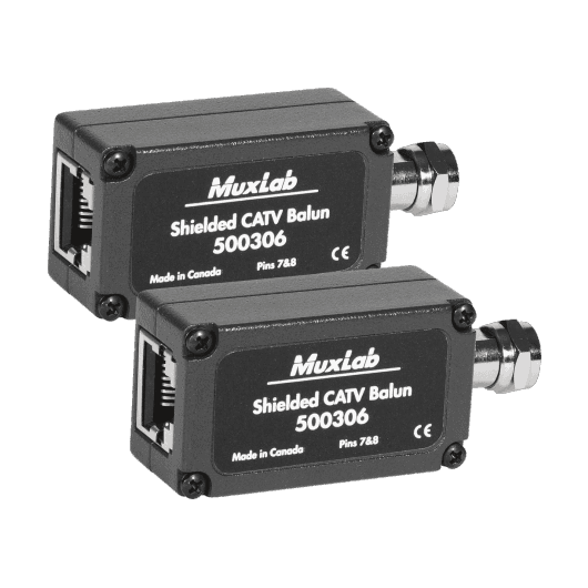 MuxLab 500306-2PK - Kit de Extensión CATV Blindado sobre UTP (Balun Coaxial a RJ45) - Tempo Shop