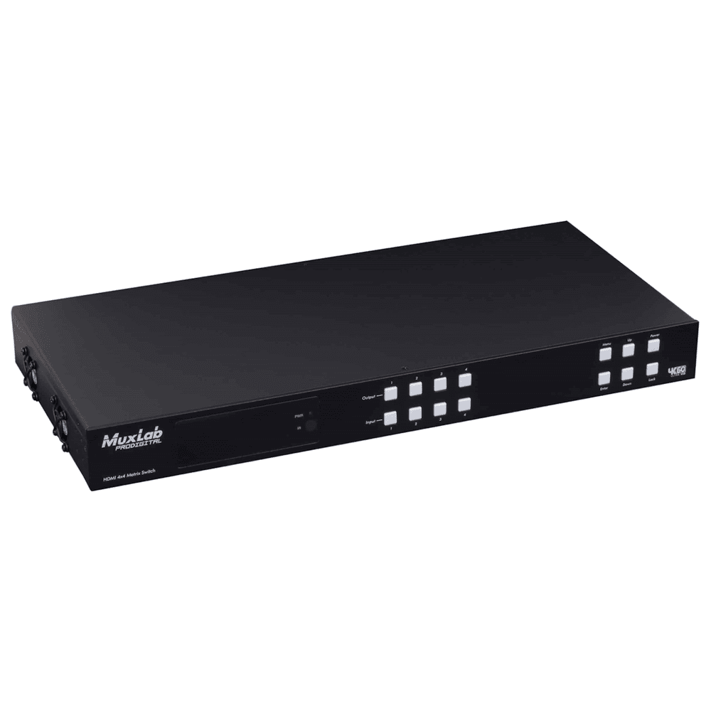 MuxLab 500412-V2 - Kit Matriz HDMI 4x4 HDBaseT, PoC, 4K/60 con Receptores Incluidos - Tempo Shop