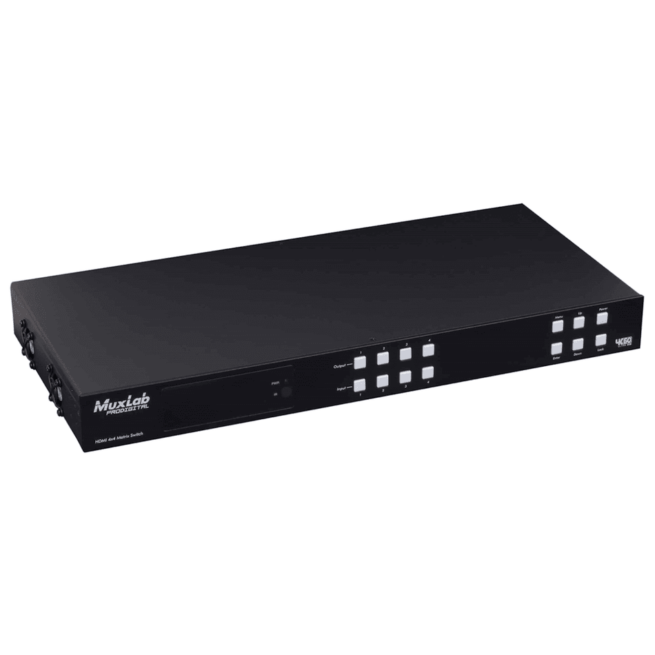 MuxLab 500412-V2 - Kit Matriz HDMI 4x4 HDBaseT, PoC, 4K/60 con Receptores Incluidos - Tempo Shop