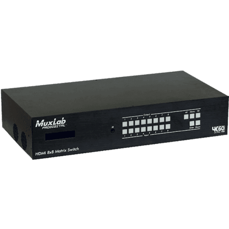 MuxLab 500413 - Matriz HDMI/HDBaseT 8x8 4K60 con PoE y Gestión de Audio - Tempo Shop