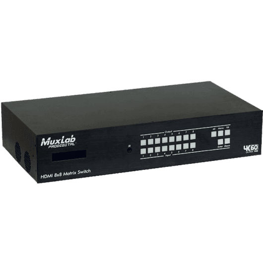 MuxLab 500413 - Matriz HDMI/HDBaseT 8x8 4K60 con PoE y Gestión de Audio - Tempo Shop