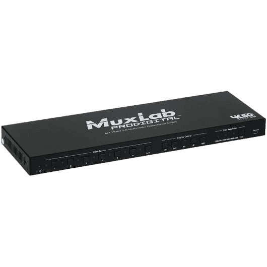 MuxLab 500445 - Selector de Presentación Multimedia 6x1 4K/60 HDMI/DP/VGA/USB-C - Tempo Shop