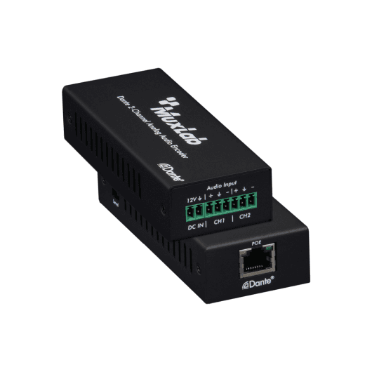 MuxLab 500551 - Codificador de Audio Analógico a Dante de 2 Canales con PoE - Tempo Shop