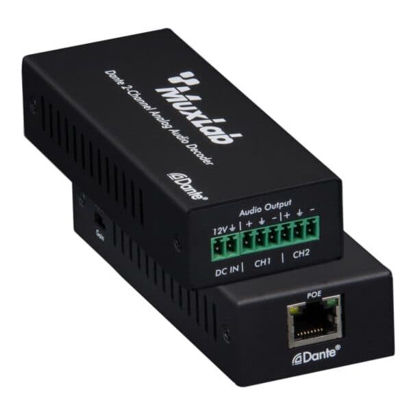 MuxLab 500552 - Decodificador de Audio Analógico Dante de 2 Canales - Tempo Shop