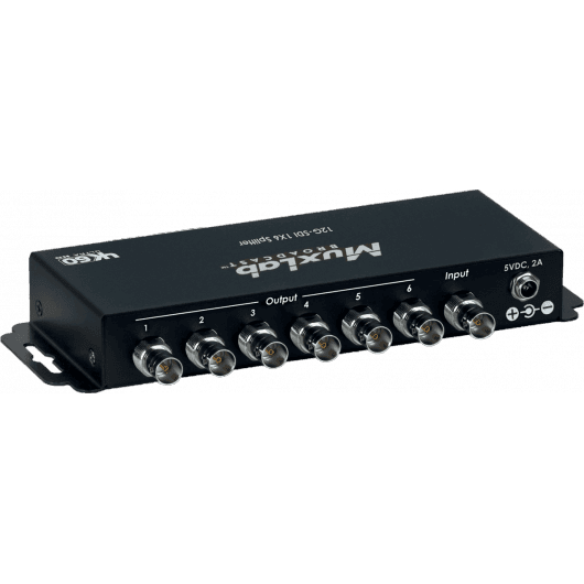 MuxLab 500718 - Distribuidor 12G-SDI 1x6 con Re-clocking y Soporte 4K/60Hz - Tempo Shop