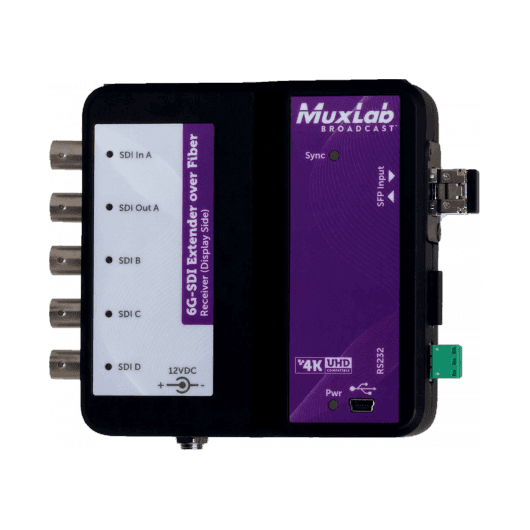 MuxLab 500734 - Kit de extensión 6G-SDI sobre fibra óptica OM4 con canal de retorno - Tempo Shop