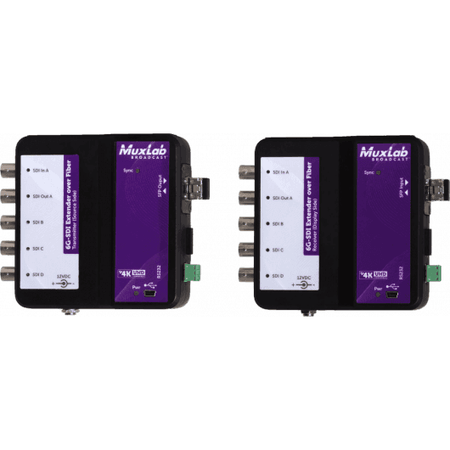 MuxLab 500734-SM10 - Kit Extensor 6G-SDI sobre Fibra Óptica Monomodo con Canal de Retorno (10 km) - Tempo Shop
