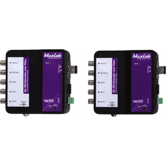 MuxLab 500734-SM10 - Kit Extensor 6G-SDI sobre Fibra Óptica Monomodo con Canal de Retorno (10 km) - Tempo Shop