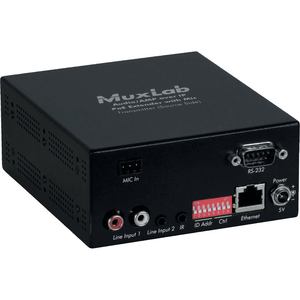 MuxLab 500755-AMP-TX - Transmisor de Audio sobre IP con Entrada de Micrófono - Tempo Shop
