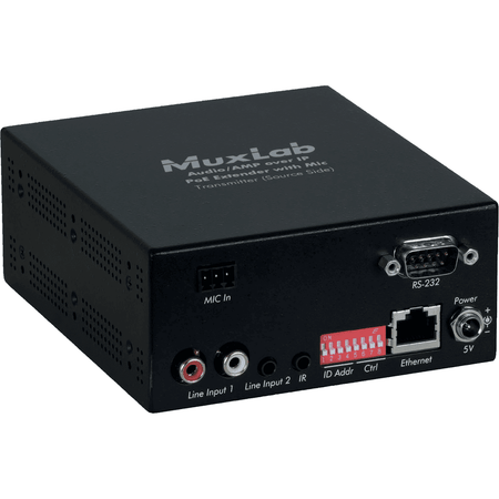 MuxLab 500755-AMP-TX - Transmisor de Audio sobre IP con Entrada de Micrófono - Tempo Shop