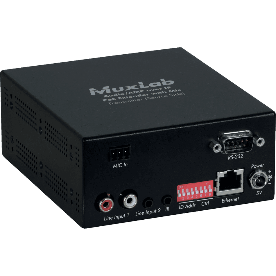MuxLab 500755-AMP-TX - Transmisor de Audio sobre IP con Entrada de Micrófono - Tempo Shop