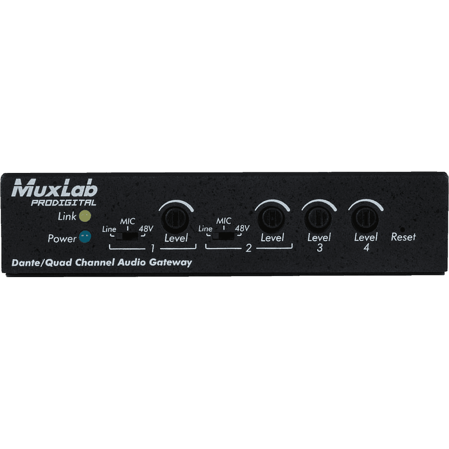 MuxLab 500765 - Pasarela de Audio Dante 4 Canales con PoE - Tempo Shop