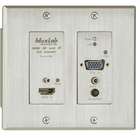 MuxLab 500773-TX - Wallplate Transmisor HDMI/VGA AV sobre IP 4K PoE - Tempo Shop