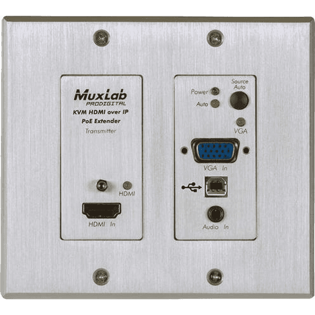 MuxLab 500777-TX - Placa de pared transmisora HDMI/VGA/USB sobre IP 4K - Tempo Shop