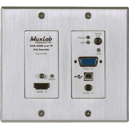 MuxLab 500777-TX - Placa de pared transmisora HDMI/VGA/USB sobre IP 4K - Tempo Shop