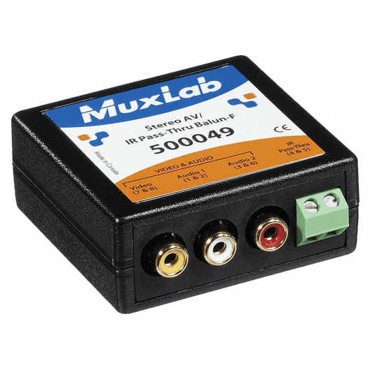 MuxLab IMU-500049 - Balun de Audio Estéreo y Video Compuesto con Retorno IR (Hembra) - Tempo Shop