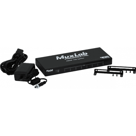 MuxLab IMU-500427 - Distribuidor HDMI 1x8, 4K/60 - Solución profesional para distribución de señal de ultra alta definición -