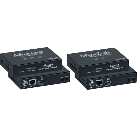 MuxLab IMU-500451-POE - Kit Extensor HDMI HDBaseT 4K y Control IR con Alimentación PoE (Hasta 70 Metros) - Tempo Shop
