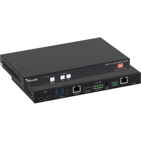 MuxLab IMU-500531 - Switcher de presentación USB-C 2x1 4K con Power Delivery 100W - Tempo Shop