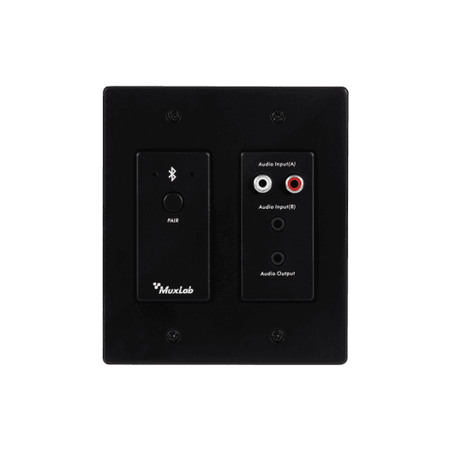 MuxLab IMU-500555 - Panel de Pared Bluetooth y RCA a Dante (2 Gang) - Negro - Tempo Shop