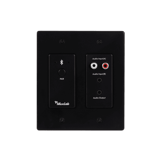 MuxLab IMU-500555 - Panel de Pared Bluetooth y RCA a Dante (2 Gang) - Negro - Tempo Shop
