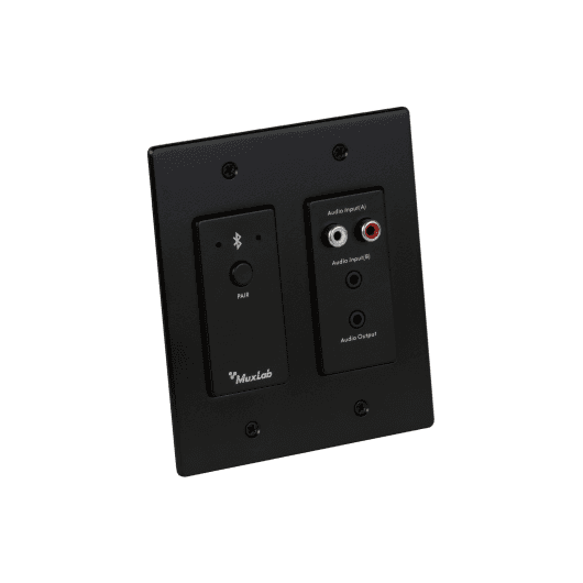 MuxLab IMU-500555 - Panel de Pared Bluetooth y RCA a Dante (2 Gang) - Negro - Tempo Shop