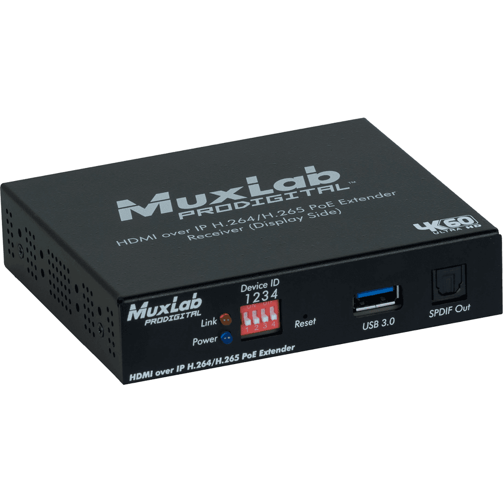MuxLab IMU-500762-RX - Receptor HDMI sobre IP H.264/H.265 con PoE - Tempo Shop