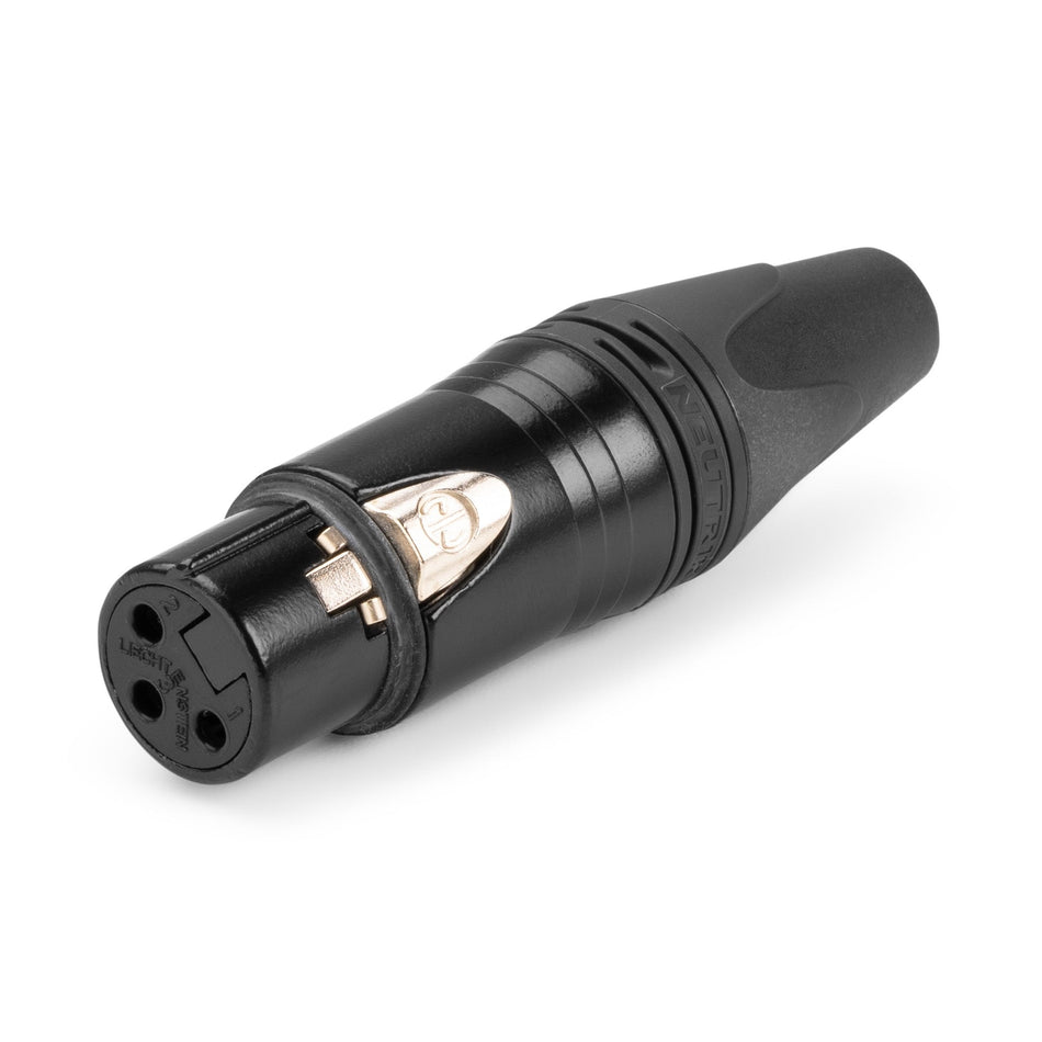 Neutrik NC3FXX - B - Conector XLR 3 Pin hembra con cuerpo negro y contactos dorados - Tempo Shop
