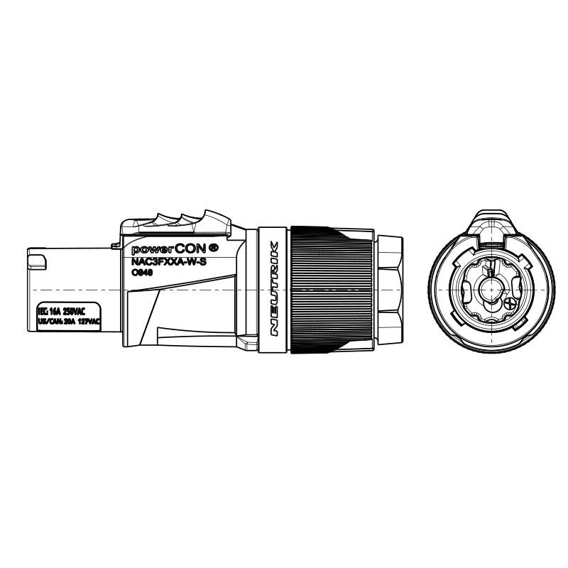 Neutrik NAC3FXXA-W-S - Conector Powercon Aéreo de Entrada - Tempo Shop