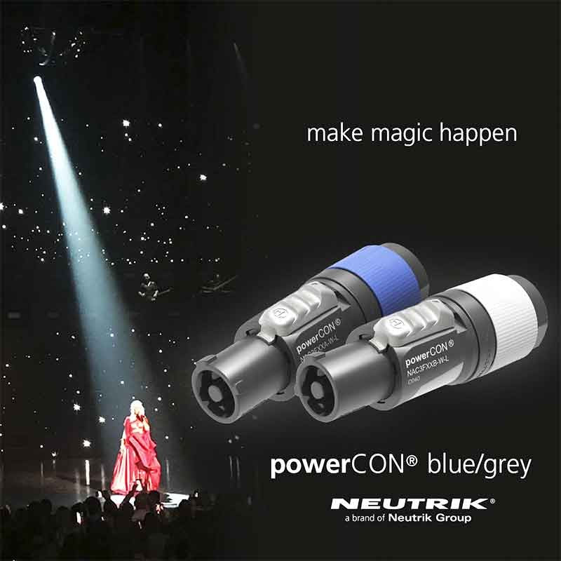 Neutrik NAC3FXXB-W-S - Conector Powercon Aéreo Gris Salida 16A - Tempo Shop