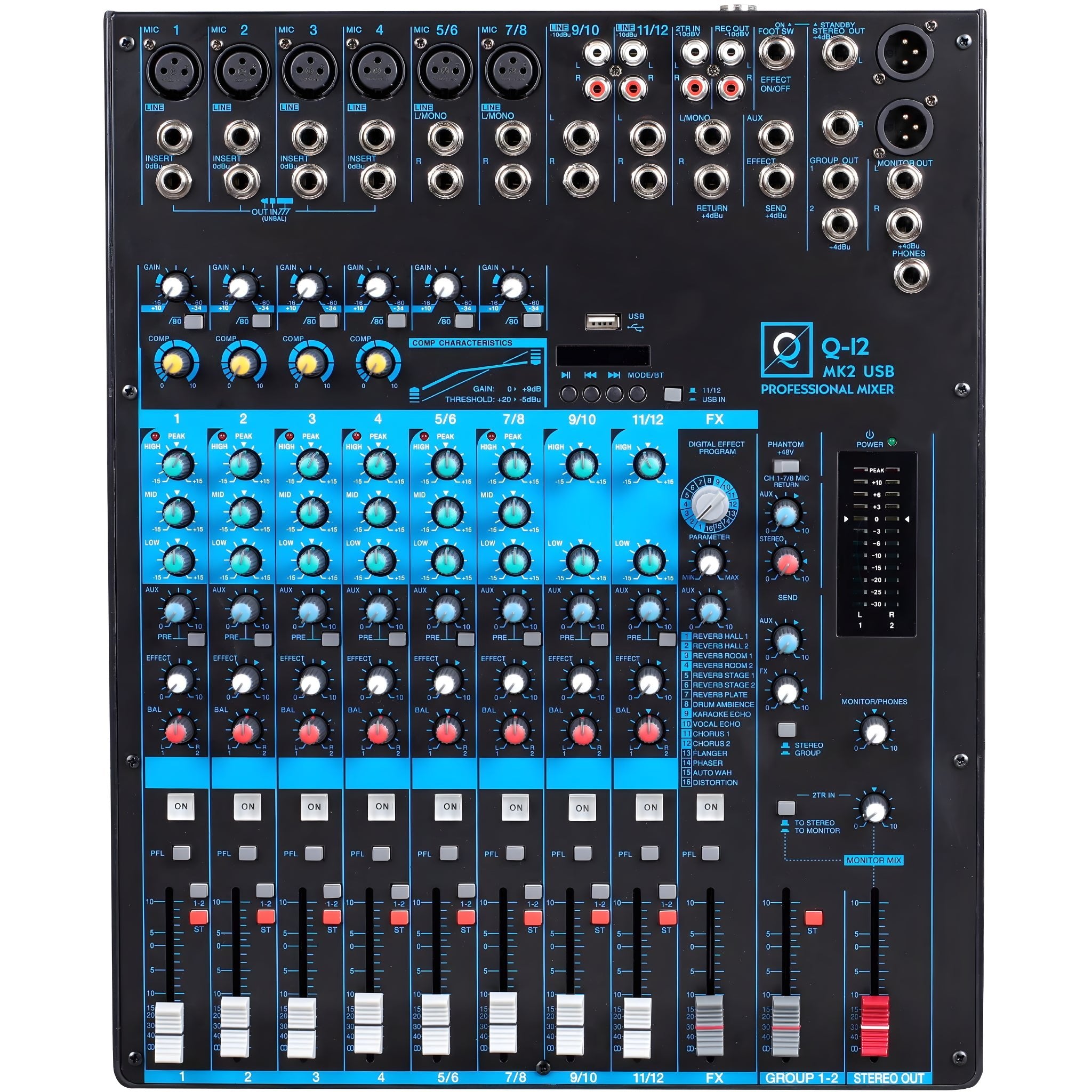 OQAN MIXER Q12 MK2 USB - Mesa de mezclas de 12 canales - Tempo Shop