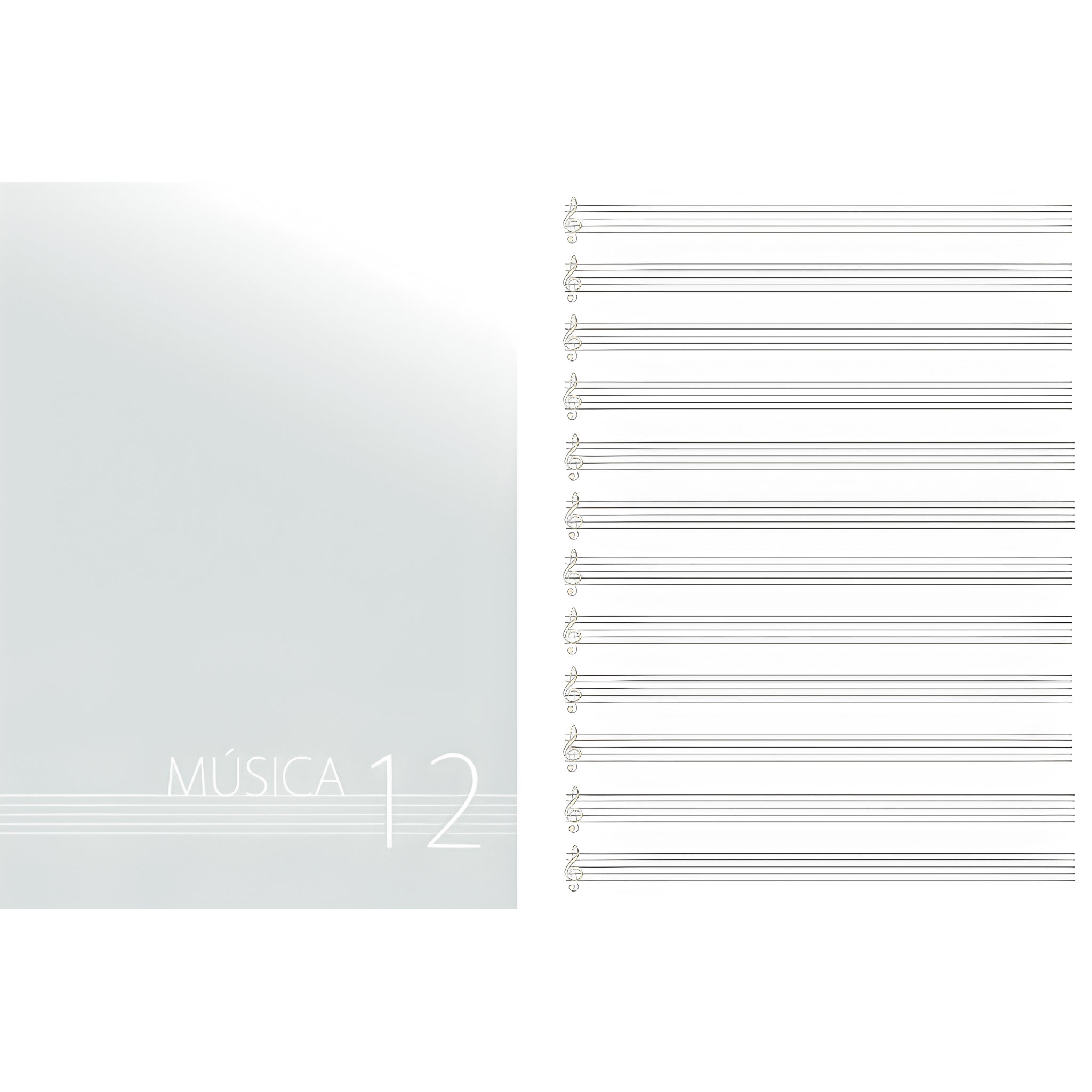 OQAN MUSIC SHEET - Cuaderno DINA4 con 12 pautas, 30hojas (60 páginas) de papel 90 grms - Tempo Shop