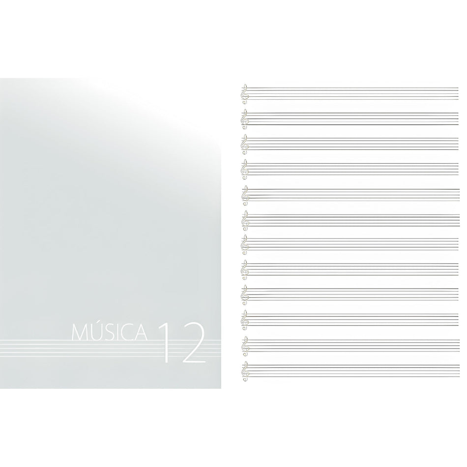 OQAN MUSIC SHEET - Cuaderno DINA4 con 12 pautas, 30hojas (60 páginas) de papel 90 grms - Tempo Shop