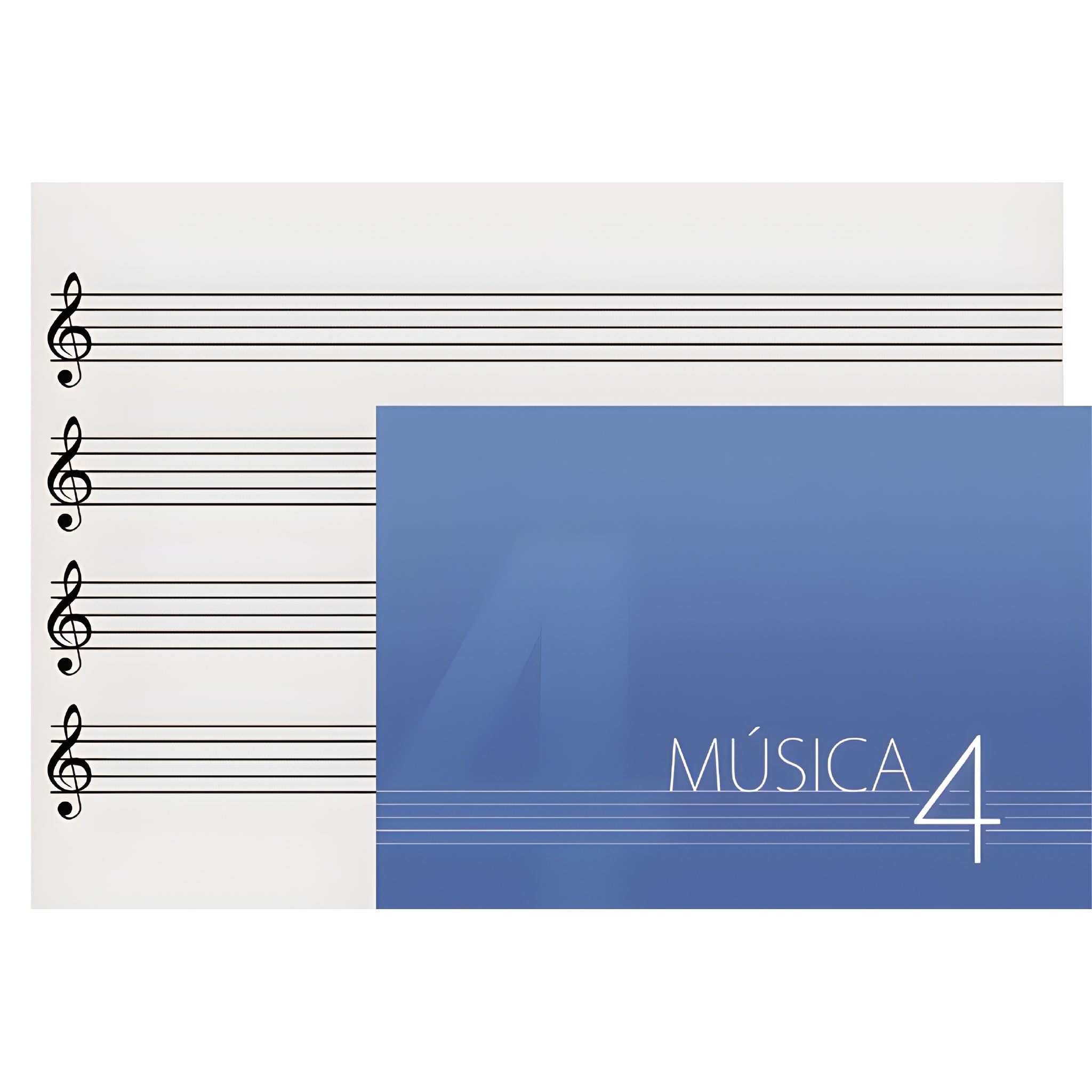 OQAN MUSIC SHEET - Cuaderno DINA5 apaisado con 4 pautas, 30hojas (60 páginas) de papel 90 grms - Tempo Shop