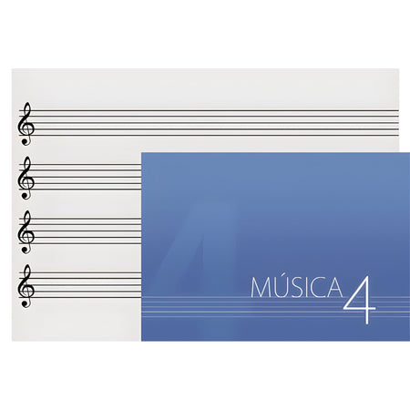 OQAN MUSIC SHEET - Cuaderno DINA5 apaisado con 4 pautas, 30hojas (60 páginas) de papel 90 grms - Tempo Shop