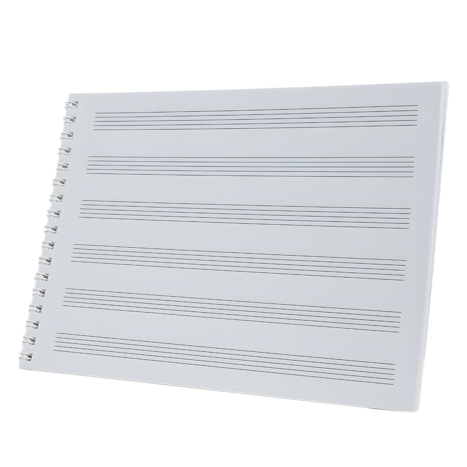 OQAN MUSIC SHEET - Cuaderno DINA5 apaisado con 6 pautas, 30hojas (60 páginas) de papel 90 grms - Tempo Shop