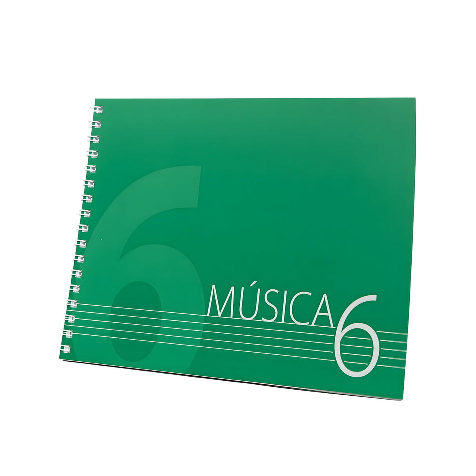 OQAN MUSIC SHEET - Cuaderno DINA5 apaisado con 6 pautas, 30hojas (60 páginas) de papel 90 grms - Tempo Shop