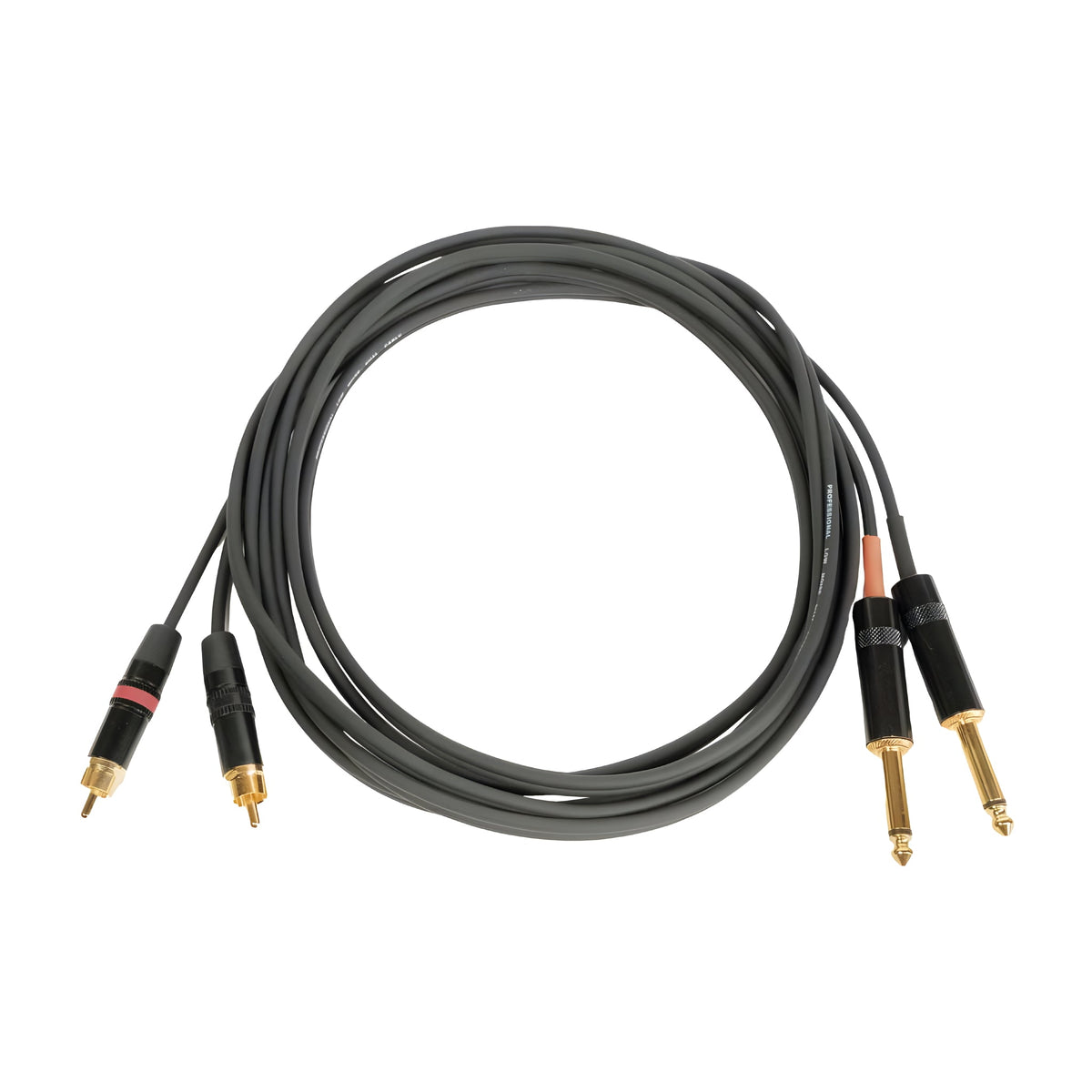 OQAN QABLP - Cable 2x Jack Mono - 2x RCA Dorado/Negro de 3m - Tempo Shop