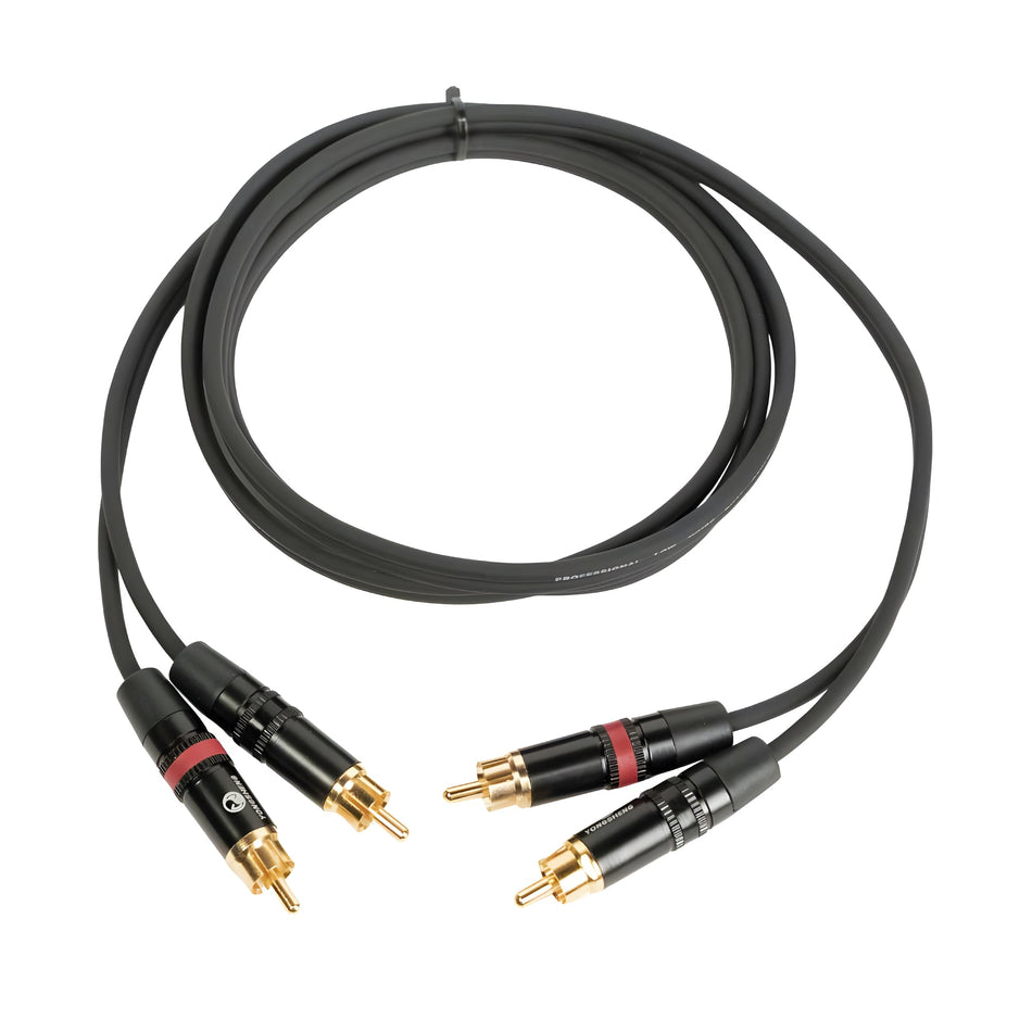 OQAN QABLP - Cable 2x RCA - 2x RCA Dorado/Negro de 1,5m - Tempo Shop