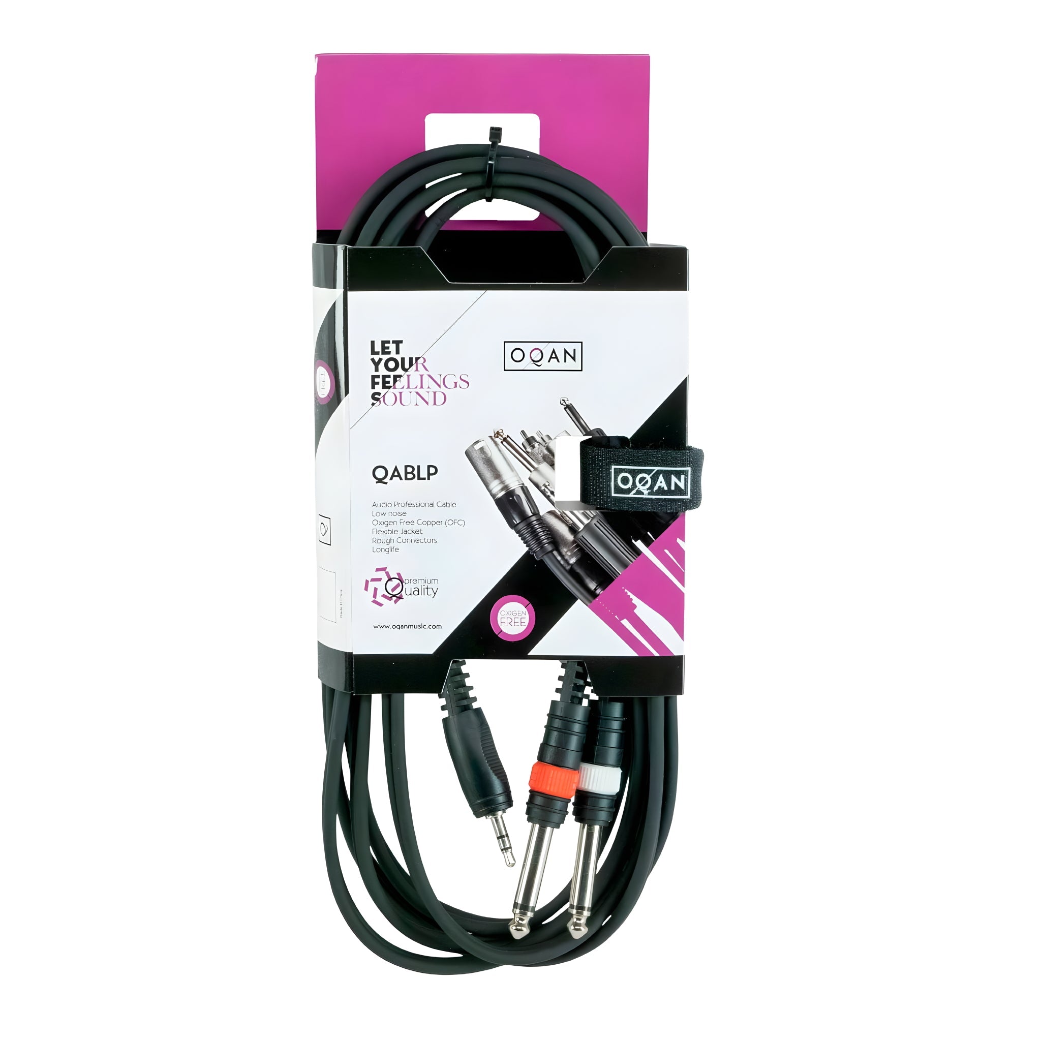 OQAN QABLP - Cable Mini Jack Stereo - 2x Jack Moldeado Mono de 3m - Tempo Shop
