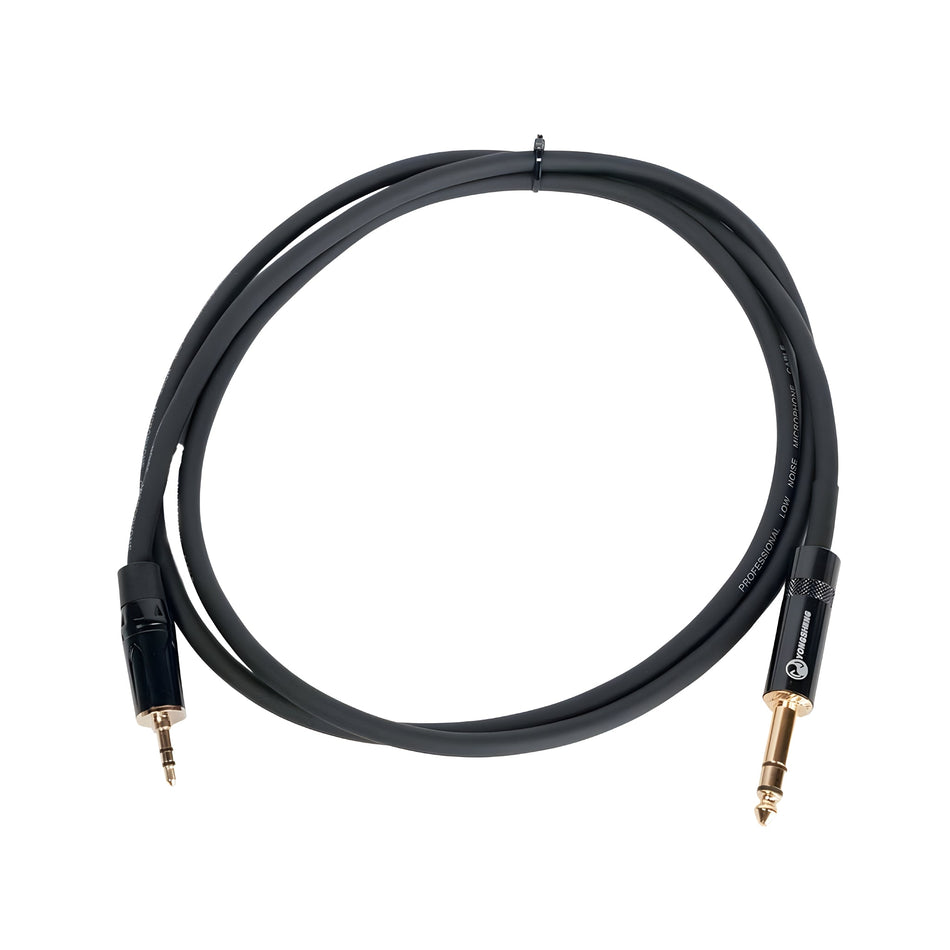 OQAN QABLP - Cable Mini Jack Stereo - Jack Stereo Dorado/Negro de 1,5m - Tempo Shop