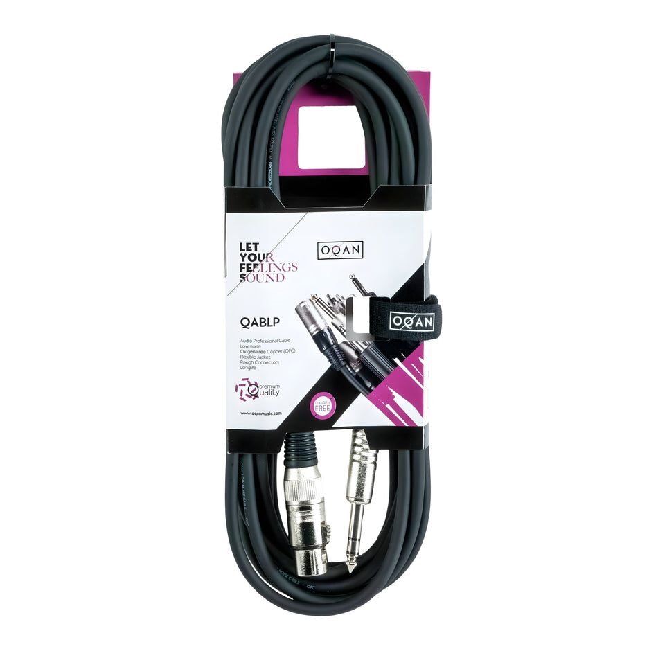 OQAN QABLP - Cable XLR Hembra - Jack Stereo Plateado de 5m - Tempo Shop