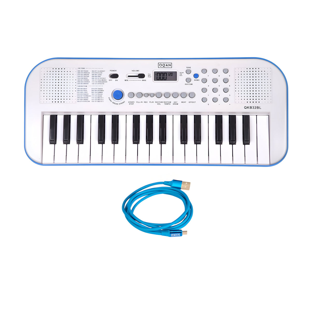 OQAN QKB32BL AZUL + CABLE USB - Teclado de acompañamiento con altavoces - Tempo Shop
