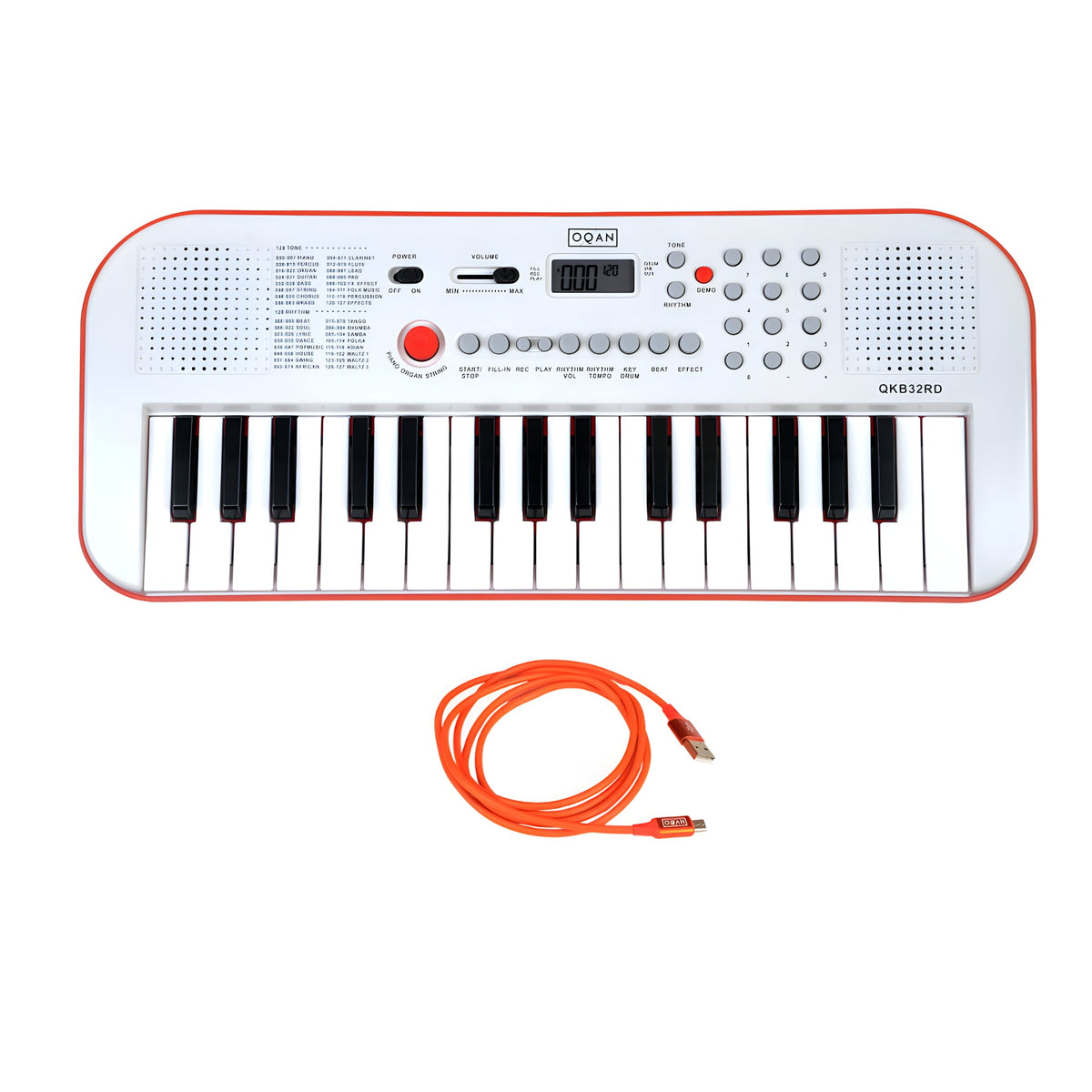 OQAN QKB32RD ROJO + CABLE USB - Teclado de acompañamiento con altavoces - Tempo Shop