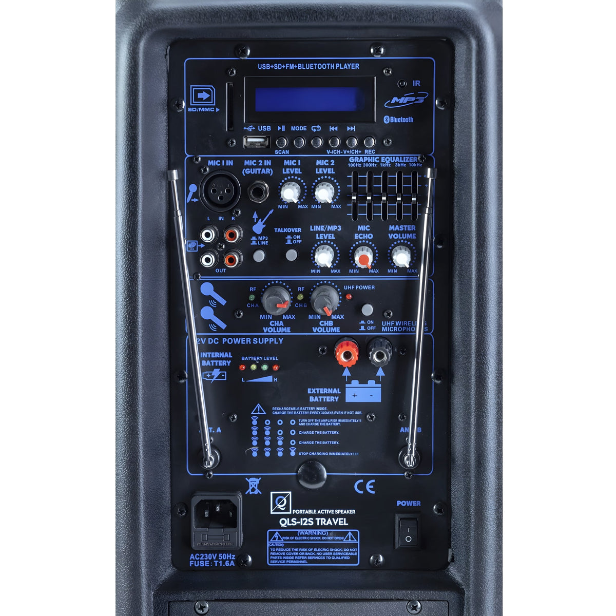 OQAN QLS - 12S - TRAVEL Altavoz trolley con batería y 2 micrófonos inalámbricos UHF - Tempo Shop