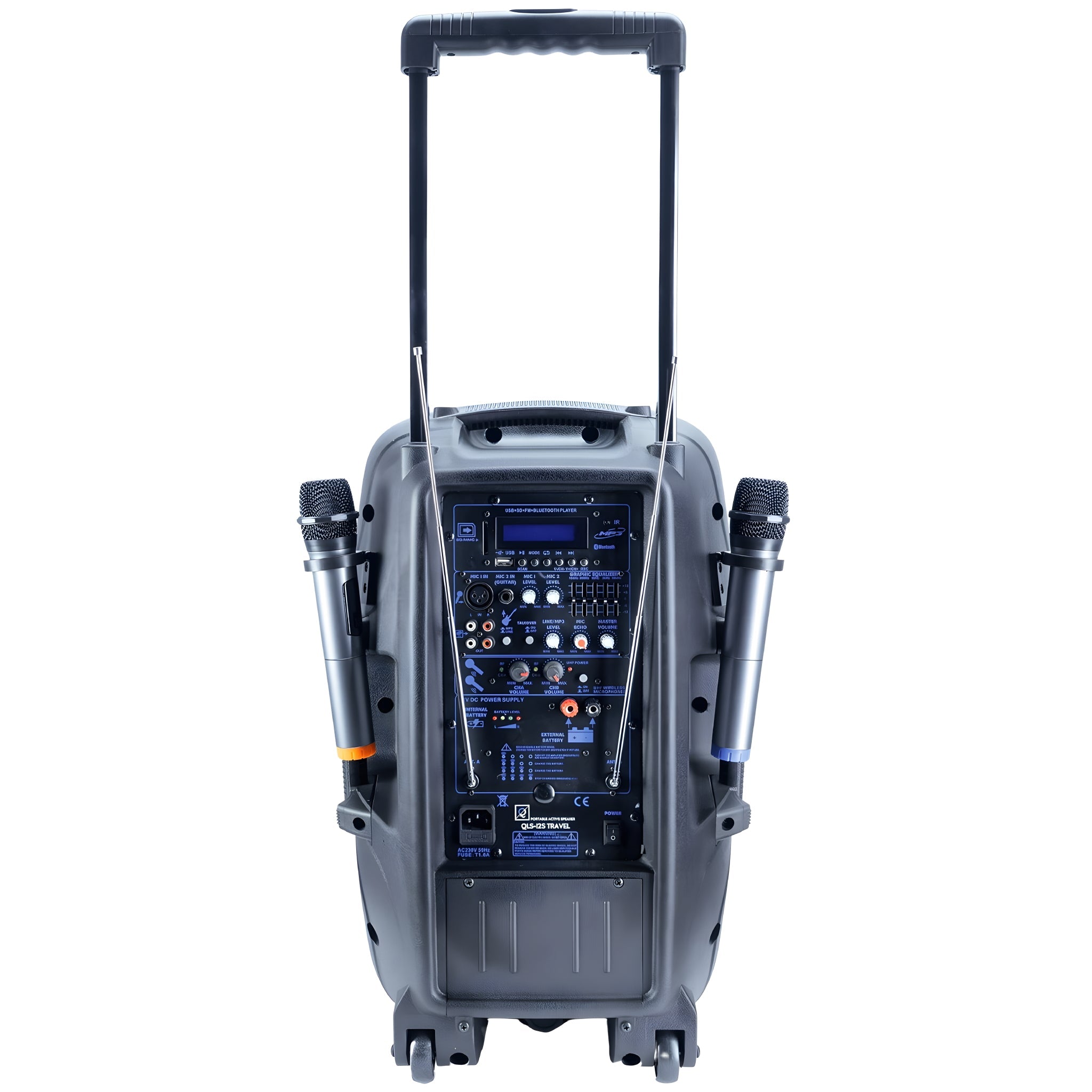 OQAN QLS - 12S - TRAVEL Altavoz trolley con batería y 2 micrófonos inalámbricos UHF - Tempo Shop